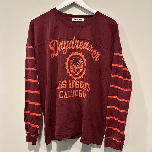 Daydreamer Size XS Red Maroon Los Angeles LA Graphic Long Sleeve Tee 100% Cotton - Picture 3 of 10